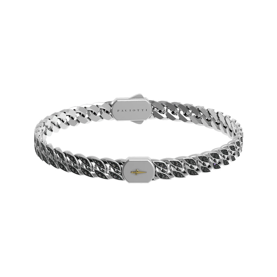 Bracciale Uomo Cesare Paciotti Argento Catena Groumtte Spinelli Neri JPBR5039B